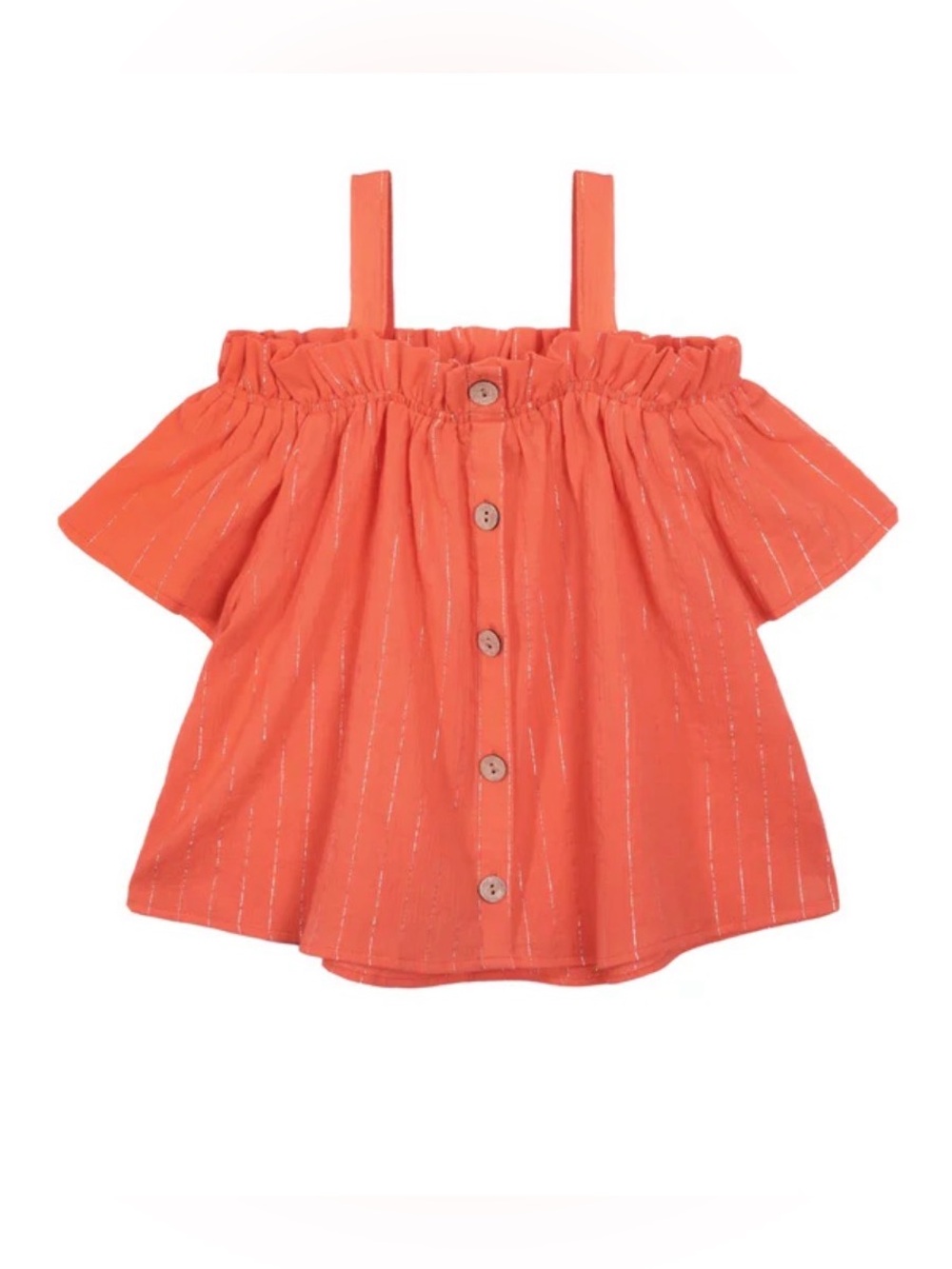 Epic Threads Coral Off-Shoulder Button-Up Top with Straps